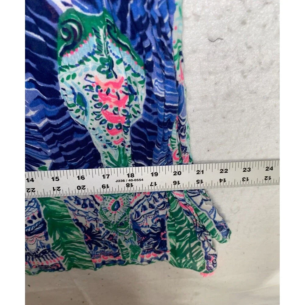 Lilly Pulitzer women's Snake palm riley loop scarf pink tassel 100% Cotton